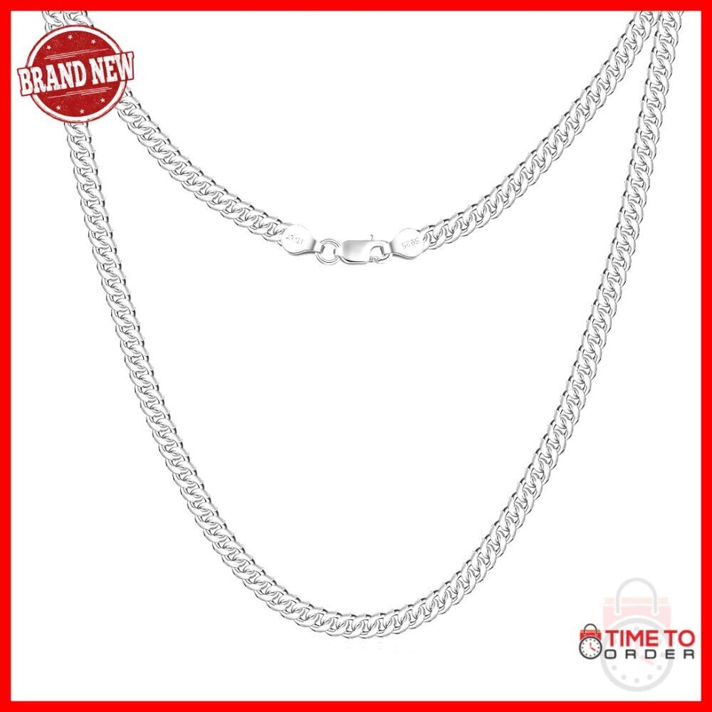 Sterling Silver Cuban Link Chain Necklace, 16-30 Inch, 3-5mm Widths